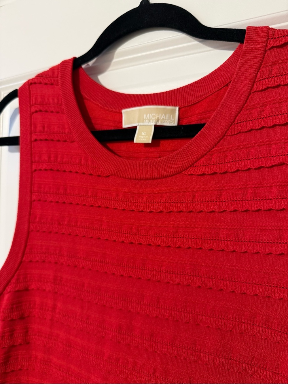 Michael Kors Red Sleeveless Textured Knit Tank Dress